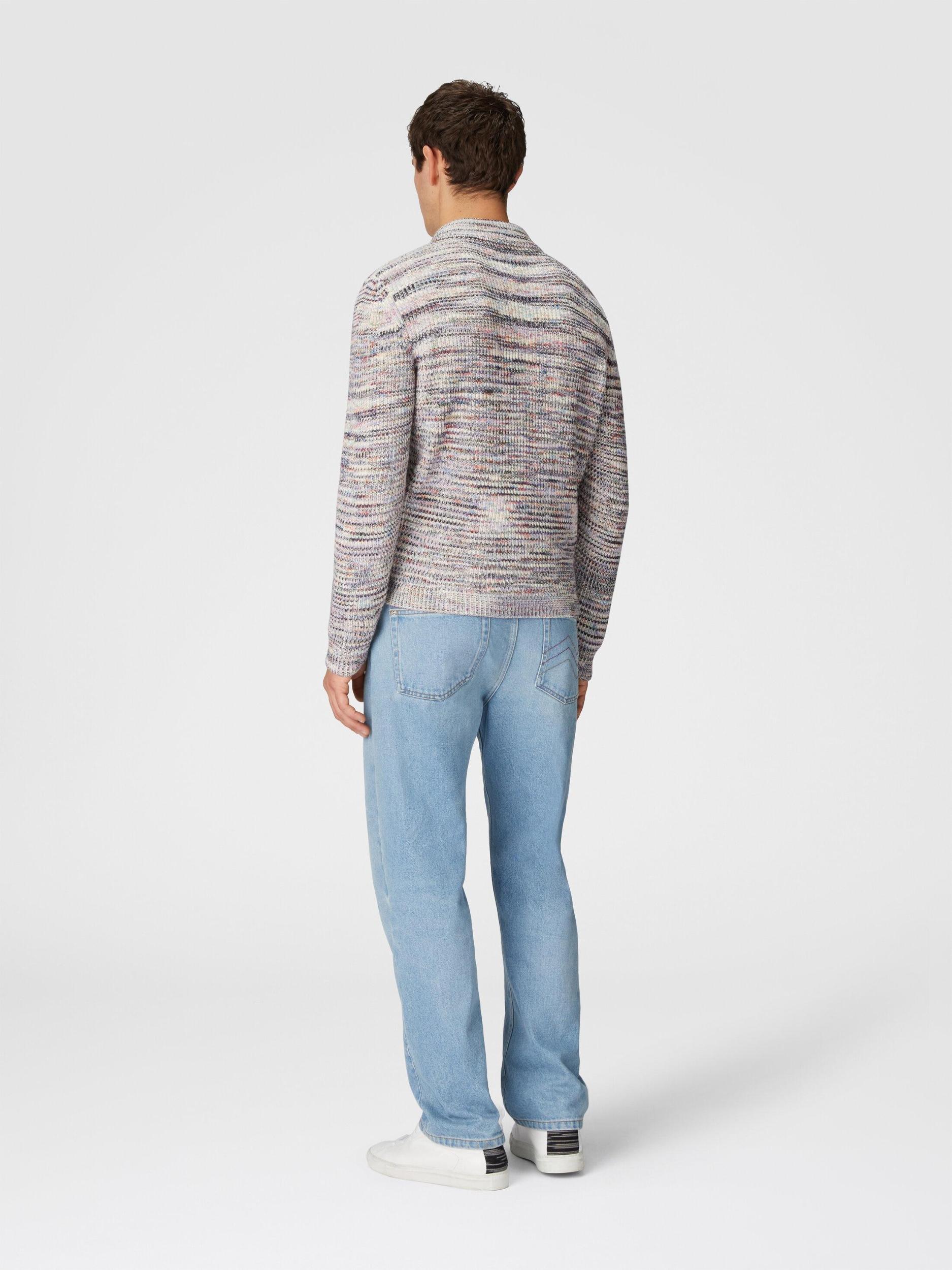 Long-sleeved polo shirt in cashmere and wool with slub motif Product Image