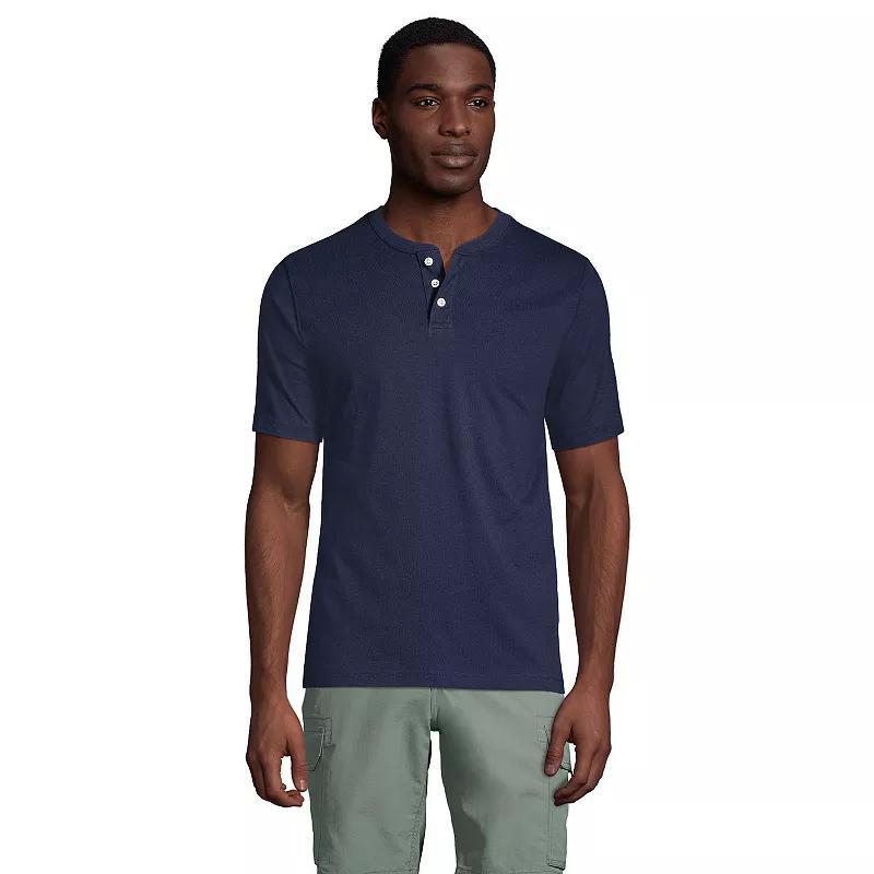 Men's Lands' End Classic-Fit Super-T Henley, Size: Medium, Gray Grey Product Image