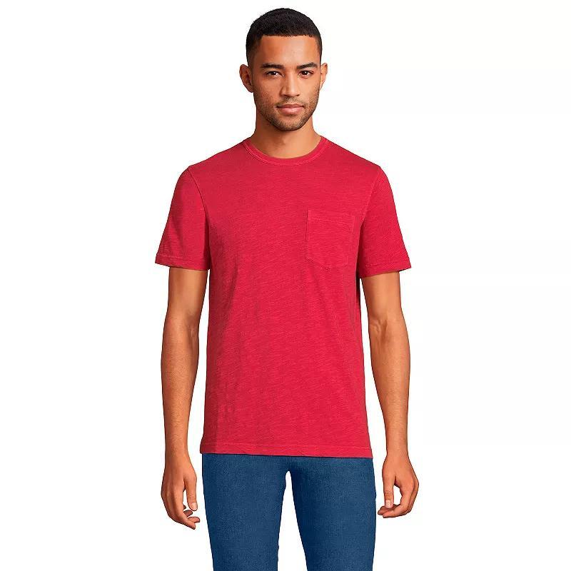Mens Lands End Short Sleeve Pocket Tee Deep Blue Product Image