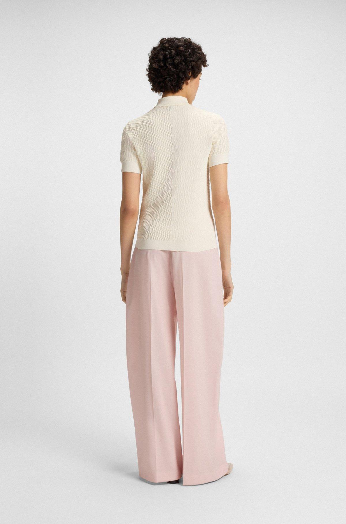 BOSS - Structured sweater with polo collar - White Product Image