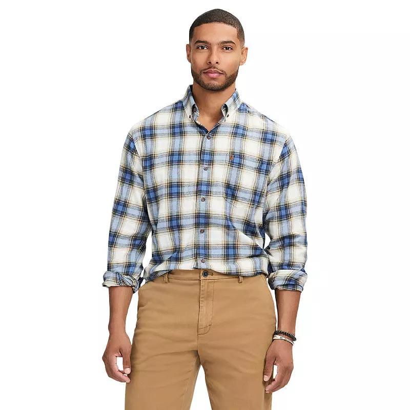 Men's IZOD Stratton Flannel Long Sleeve Button Down Shirt, Size: Small, Bijou Blue Product Image