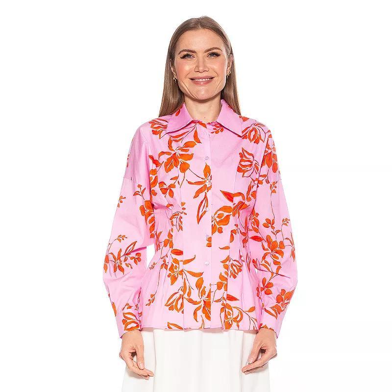 Women's ALEXIA ADMOR Calliope Long Sleeve Fitted Button Down Shirt, Size: 14, Floral Team Product Image