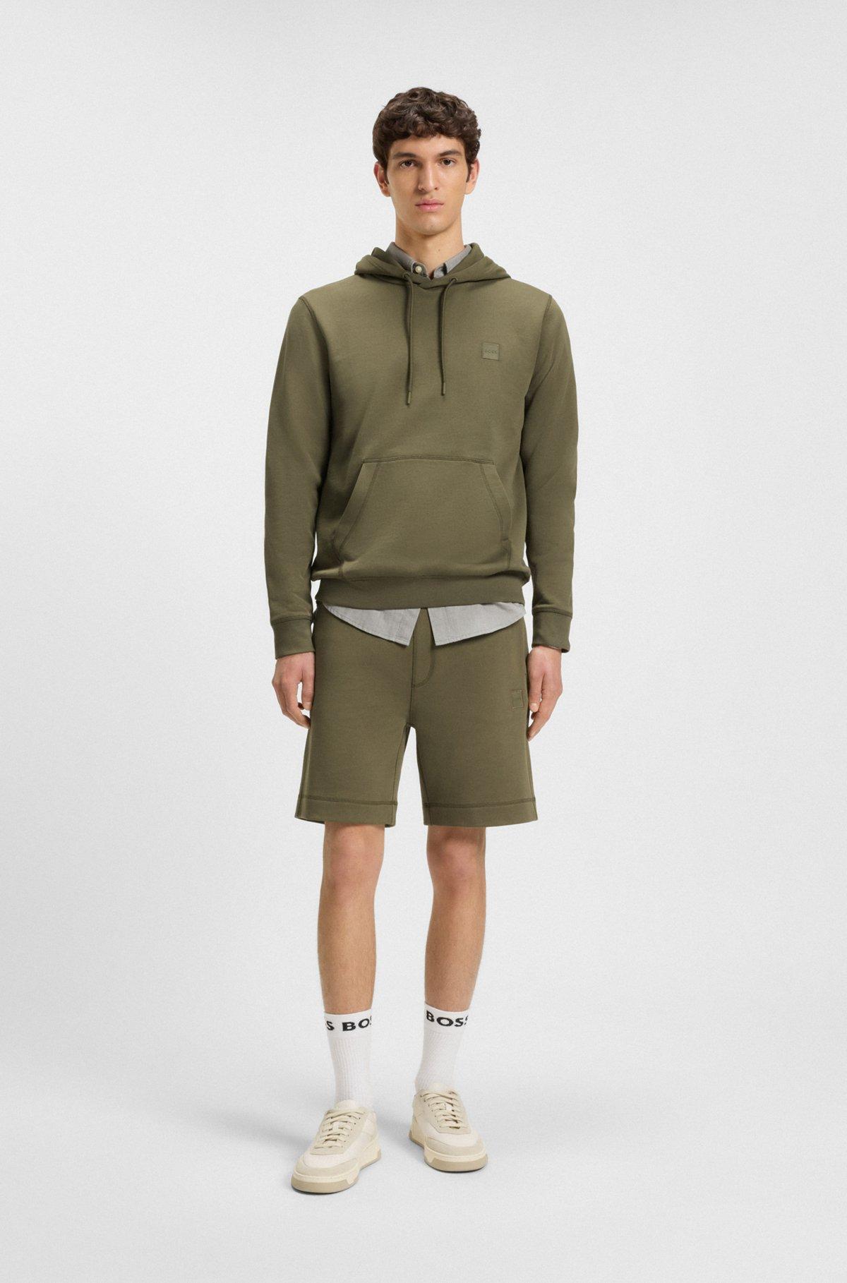 BOSS - Regular-fit hoodie in cotton terry with logo patch - Light Green Product Image