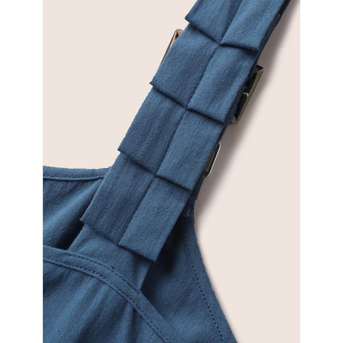 Plus Size Solid Pleated Ruffle Layered Hem Midi Dress Mediumblue Women Casual Gathered Square Neck Sleeveless Curvy BloomChic 22-24/3X Product Image