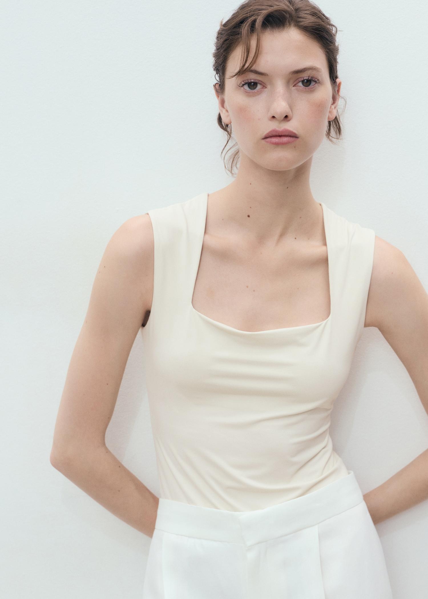 Fitted top with wide straps - Women | MANGO USA Product Image