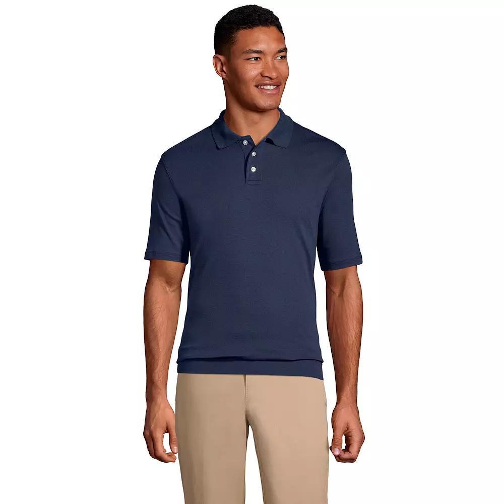 Men's Lands' End Short Sleeve Banded Bottom Polo Shirt, Size: Medium, Classic Blue Product Image
