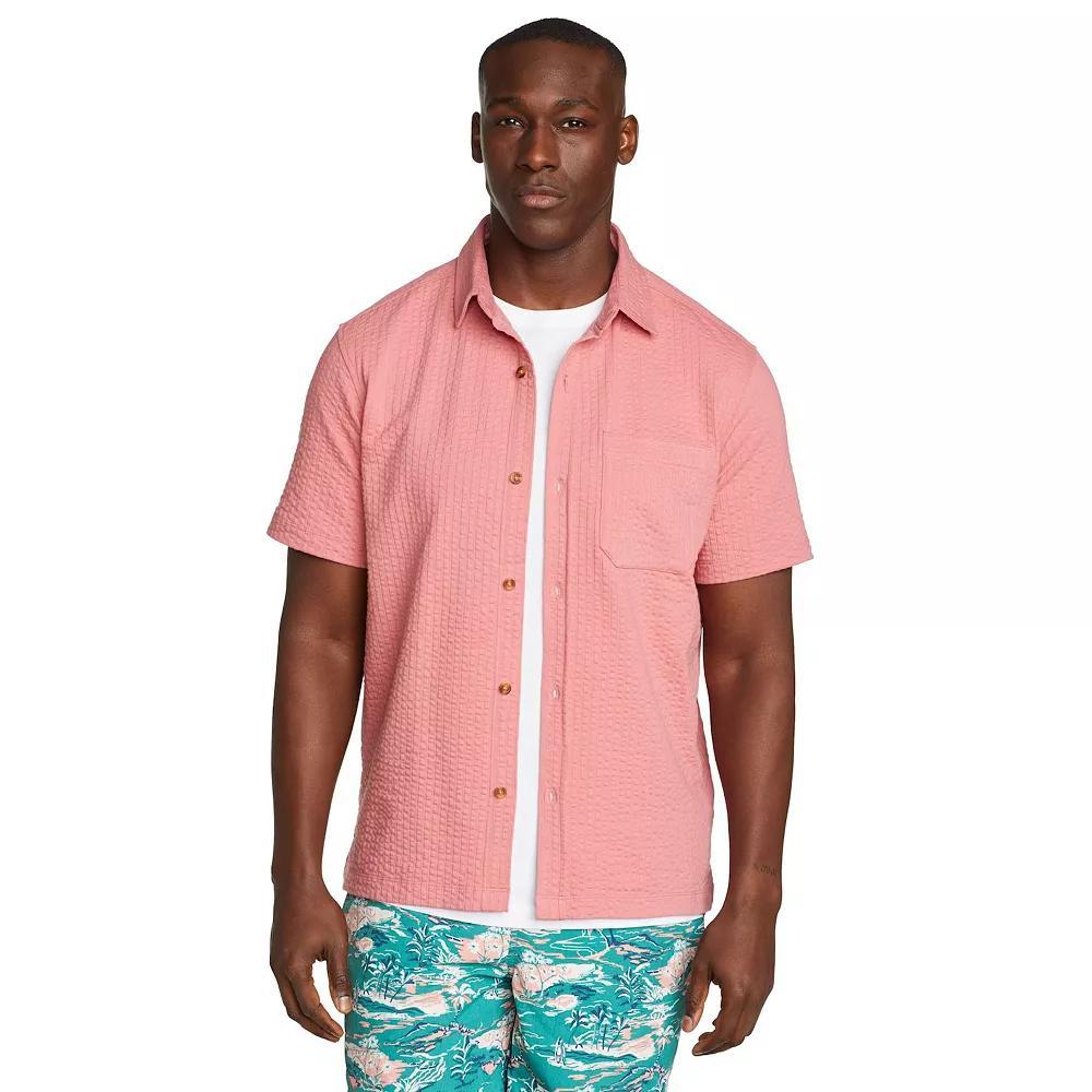 Men's Eddie Bauer Short Sleeve Alderpine Seersucker Shirt, Size: Large, Dessert Pink Product Image