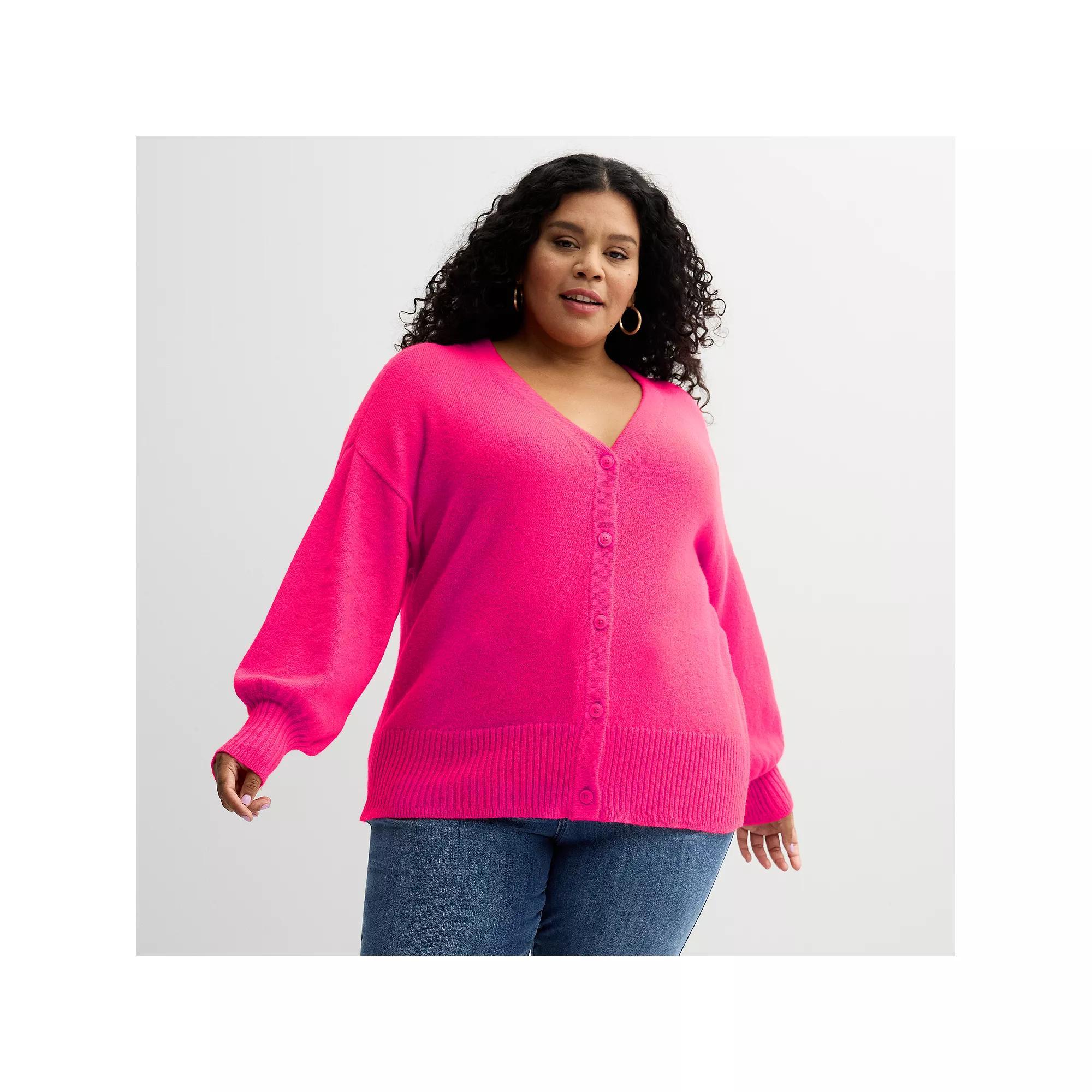 Plus Size Sonoma Goods For Life® Button-Front Cardigan, Women's, Size: 3XL, Pink Theme Product Image