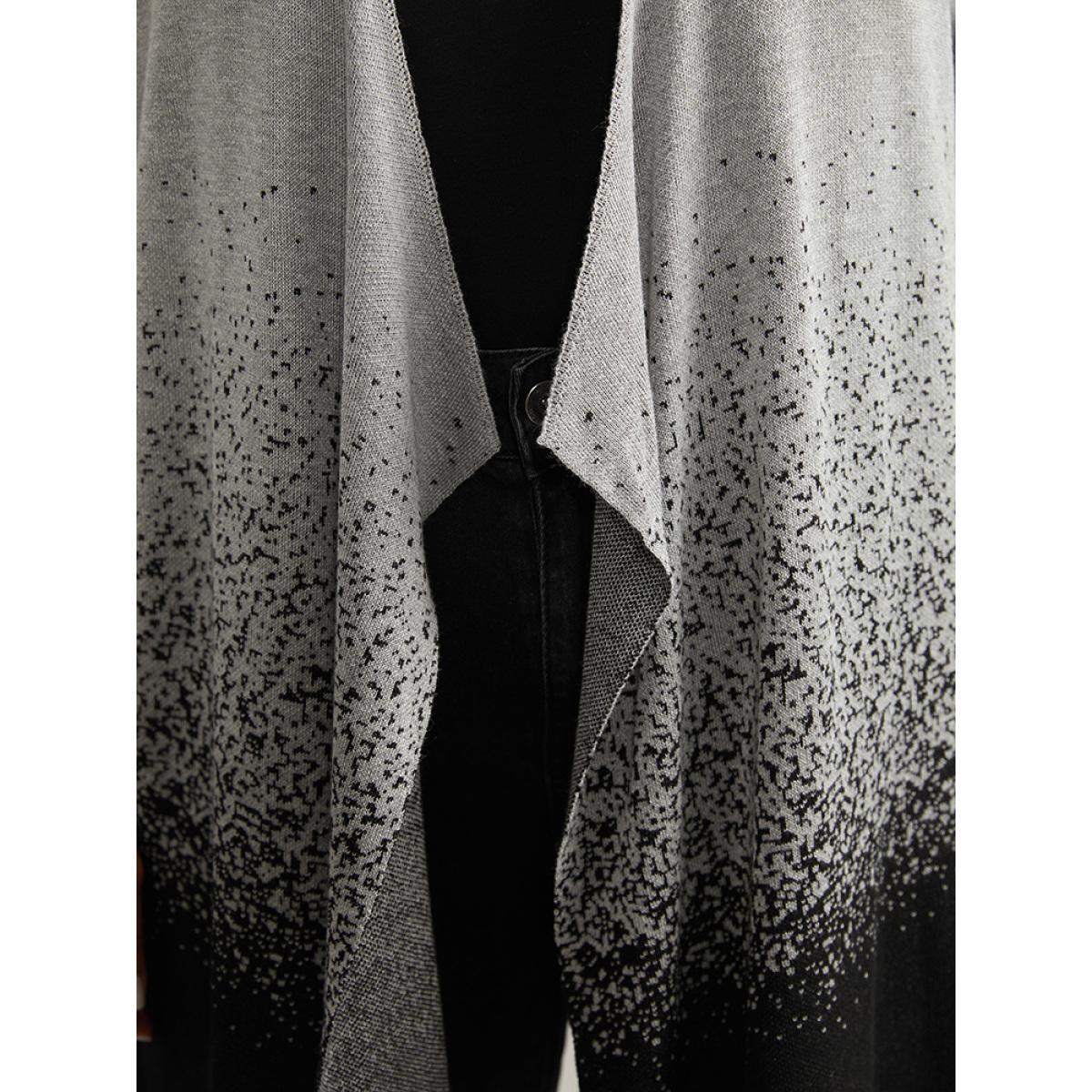 Plus Size Ombre Asymmetrical Open Front Cardigan DarkGray Women Casual Loose Long Sleeve Everyday Cardigans BloomChic 22-24/3X Product Image