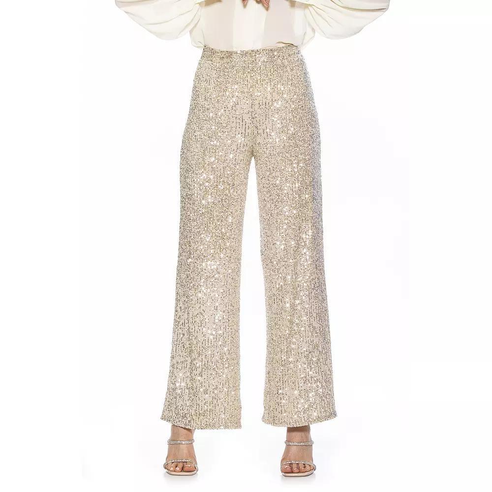 Women's ALEXIA ADMOR Wide-Leg Sequin Pants, Size: XL, Black Product Image