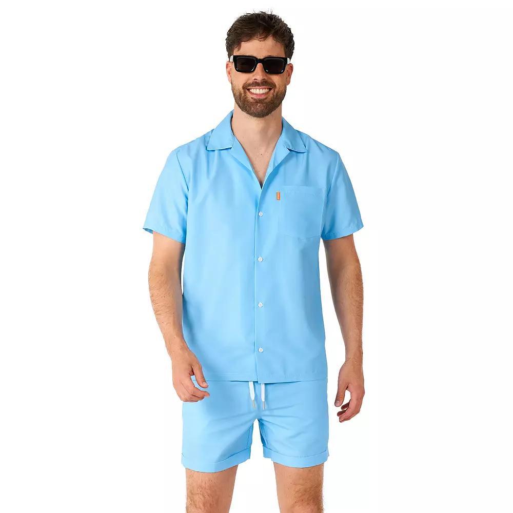 Men's OppoSuits Cool Summer Short Sleeve Button Down Shirt & Shorts Set, Boy's, Size: Large, Cool Blue Product Image