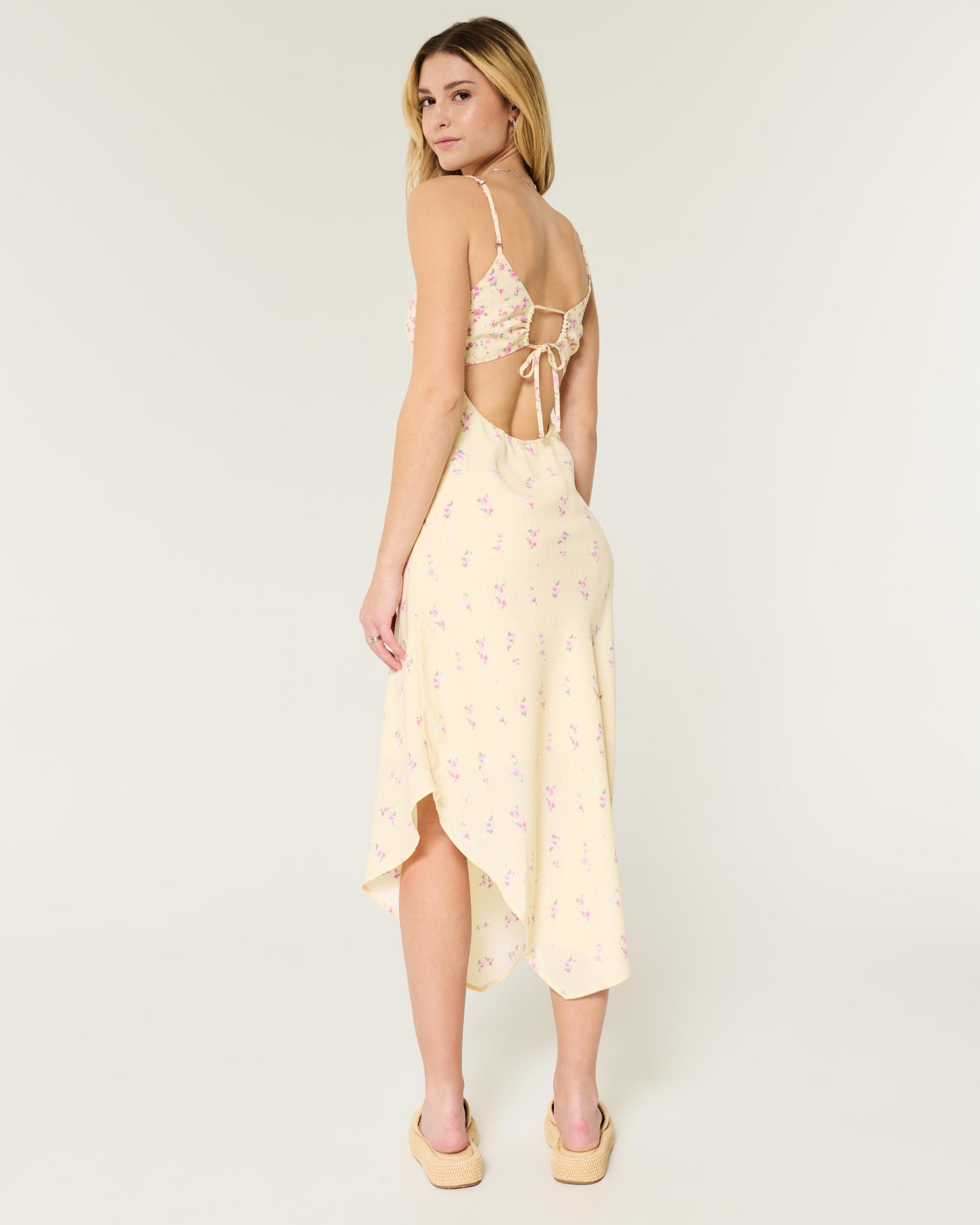 Asymmetrical Crepe Open-Back Midi Slip Dress Product Image