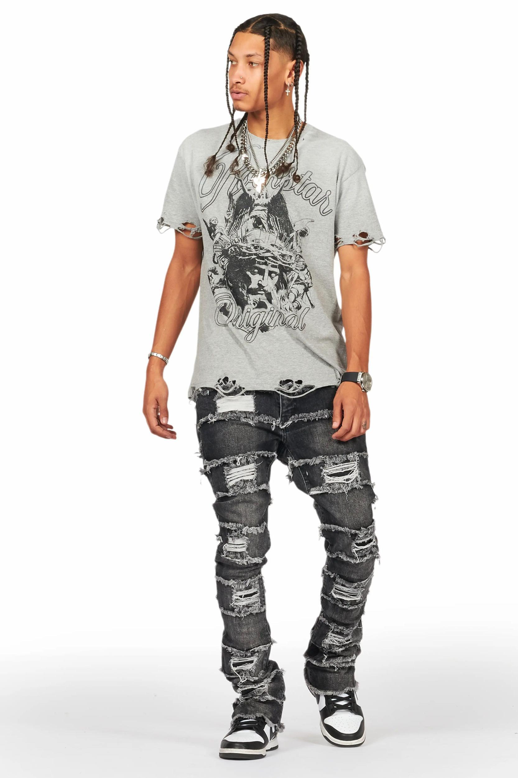 Sten Black Stacked Flare Jean Male Product Image
