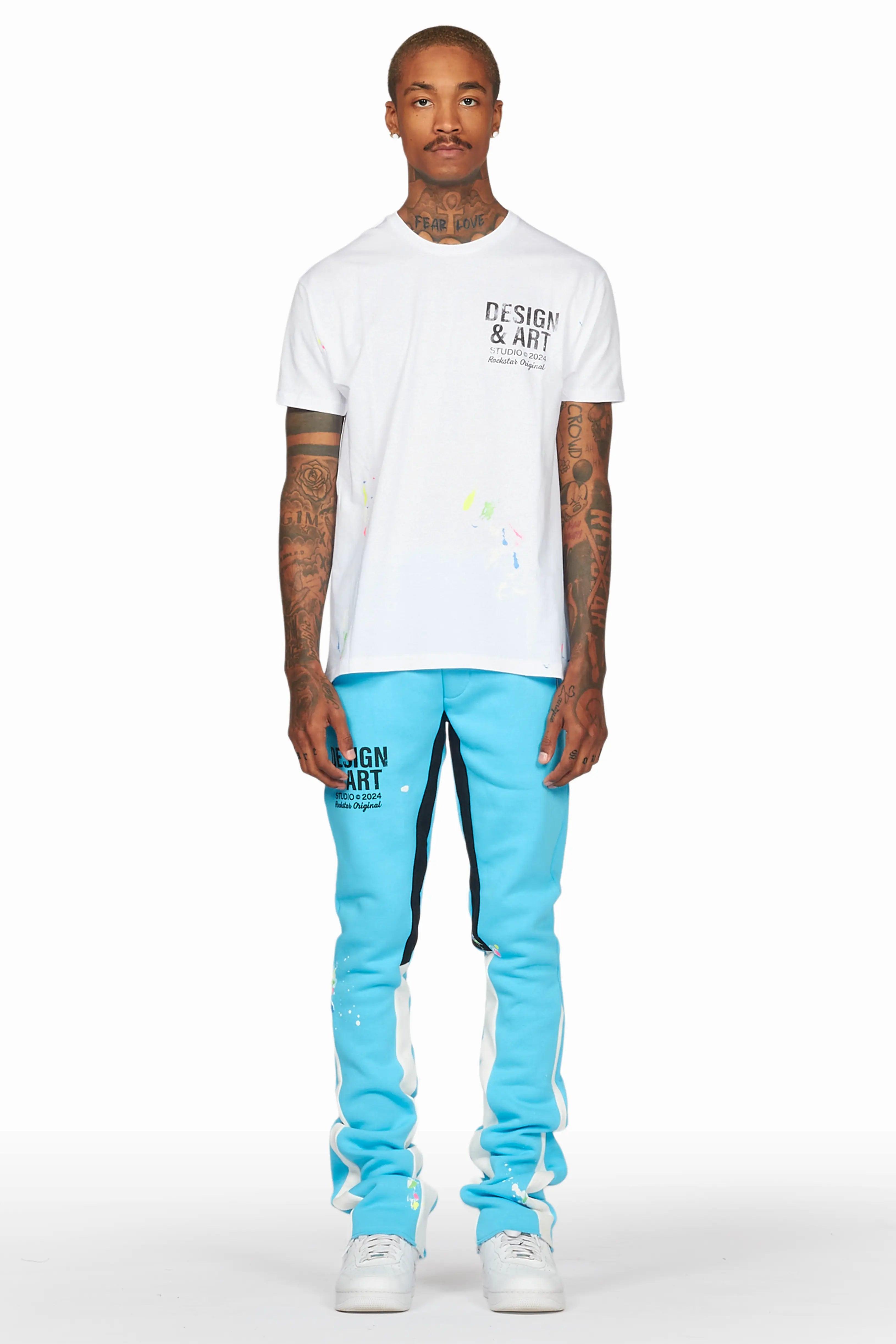 Mancha Blue T-Shirt Stacked Flare Track Set Male Product Image