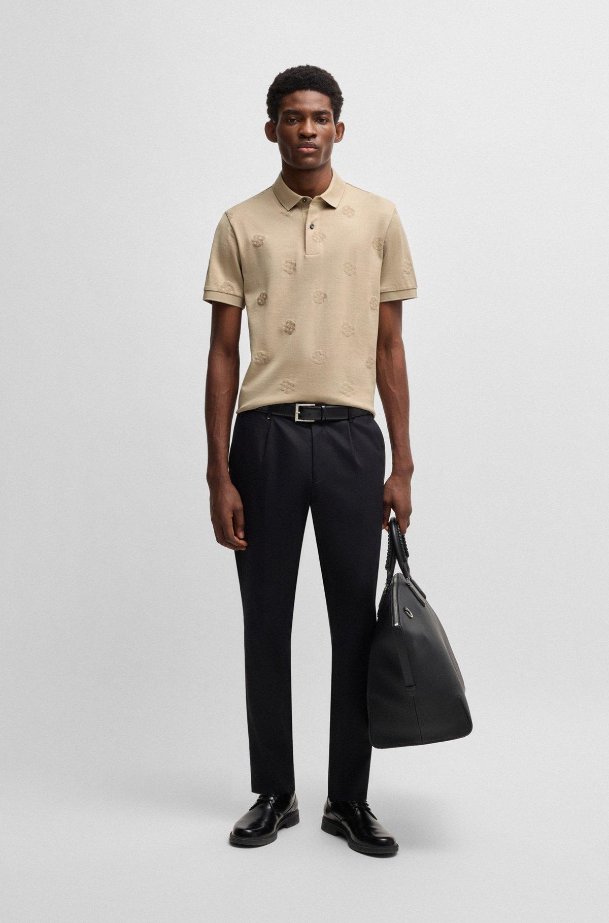 Mercerized-cotton polo shirt with Double B monograms Product Image