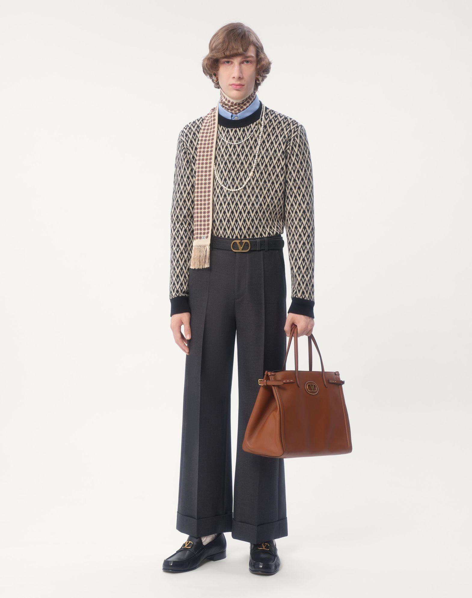 Crewneck Wool Sweater With Toute La V Jacquard Pattern Product Image