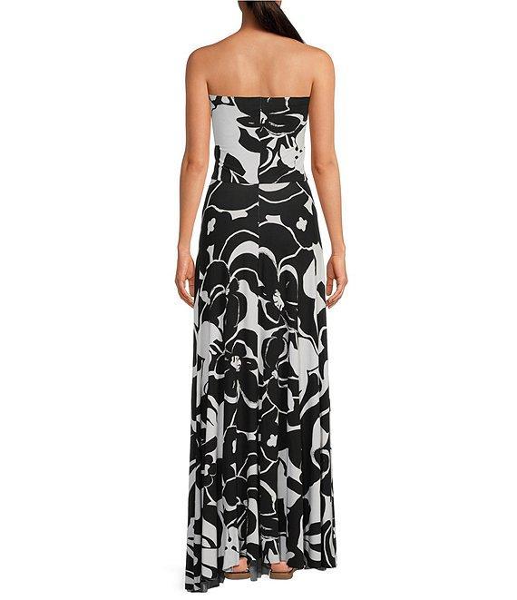 ELAN Stretch Knit Stripe Print Strapless Neck Sleeveless Convertible Shirt Dress Product Image