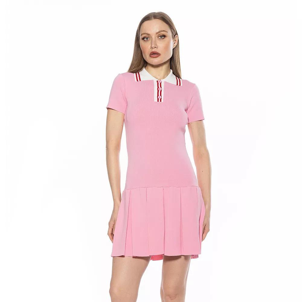Women's ALEXIA ADMOR Rory Short Sleeve Fit & Flare Dress, Size: Large, Pink Product Image