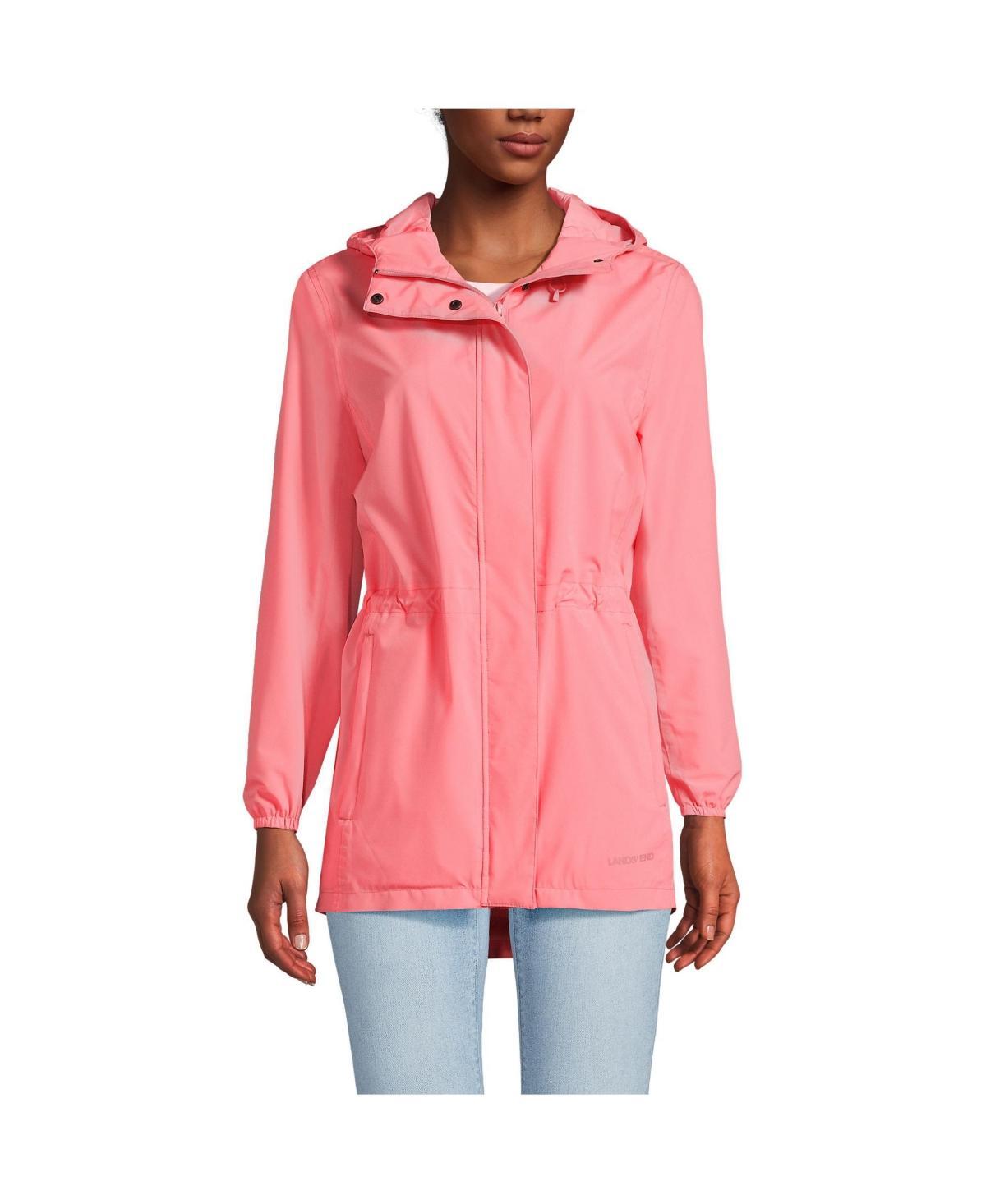 Womens Lands End Hooded Packable Raincoat Deep Blue Product Image
