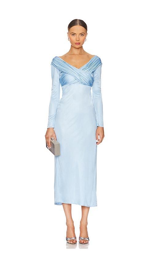 ALEJANDRA ALONSO ROJAS Exclusive Draped Silk Gown In Blue Product Image