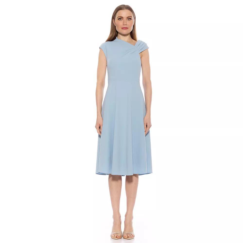 Women's ALEXIA ADMOR Mariah Asymmetrical Fit & Flare Midi Dress, Size: XL, Halogen Blue Product Image