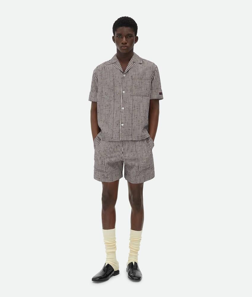 Men's Knotted Viscose Check Shorts in Talc/brown/black Product Image