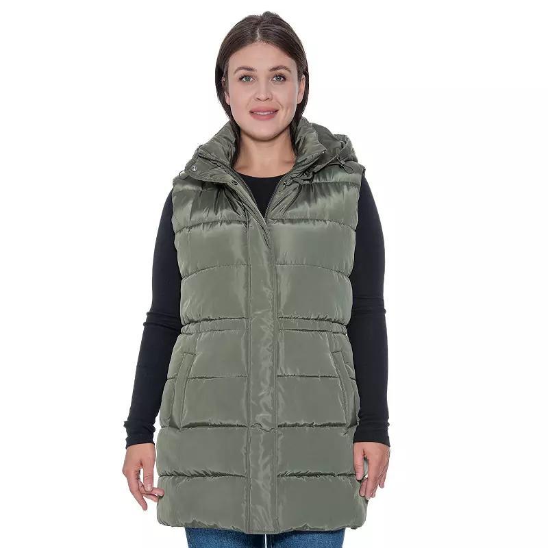 Plus Size Sebby Collection Puffer Vest, Women's, Size: 1XL, Green Product Image