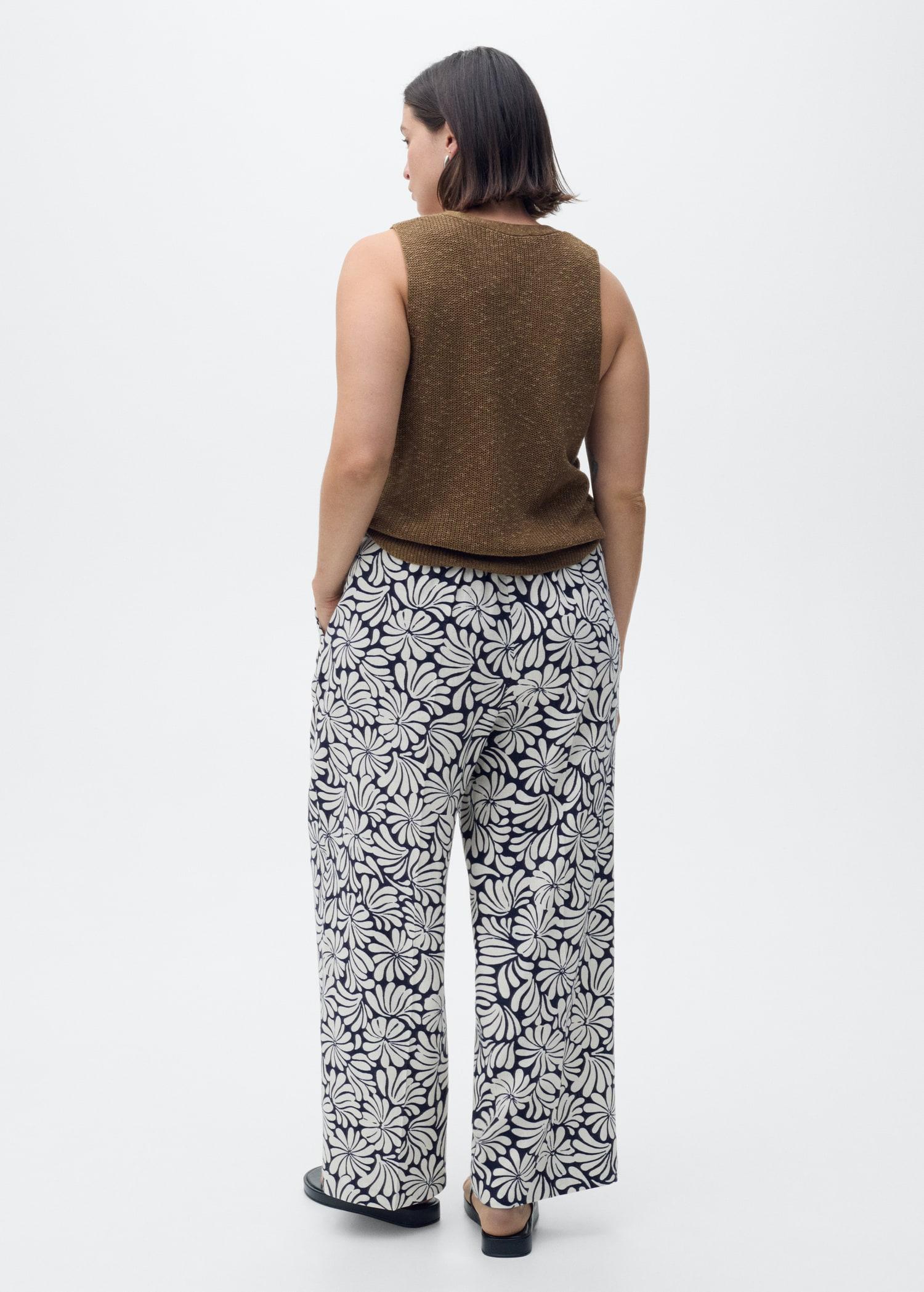 Floral linen pants - Women | MANGO USA Product Image