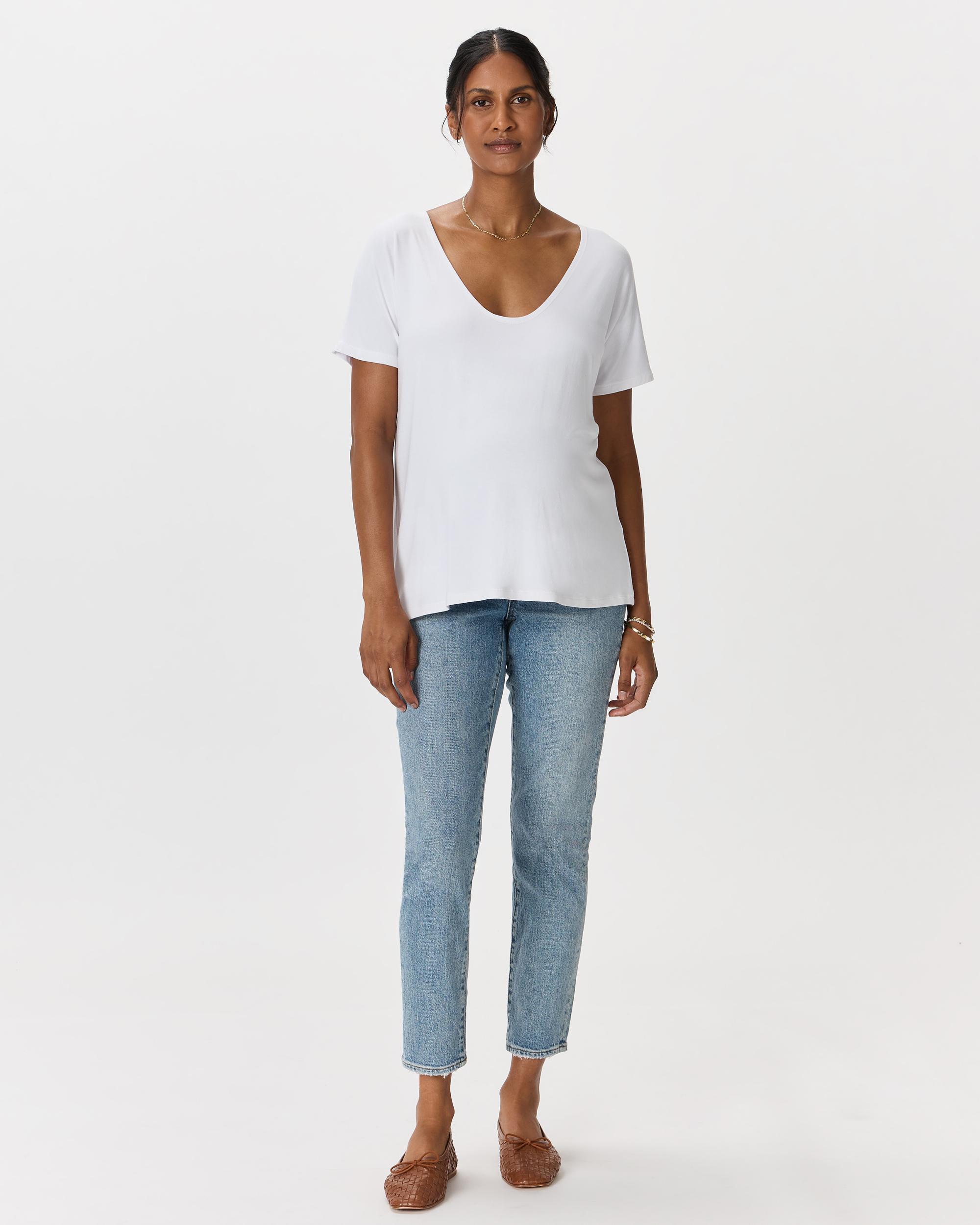 Quince | Women's Bamboo Jersey Maternity V-Neck T-Shirt Product Image