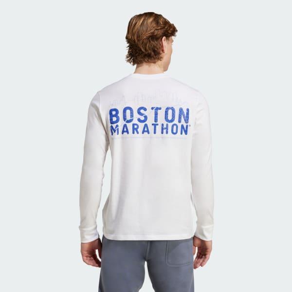 adidas Boston Marathon 2025 Long Sleeve Graphic Tee White XL Mens Product Image