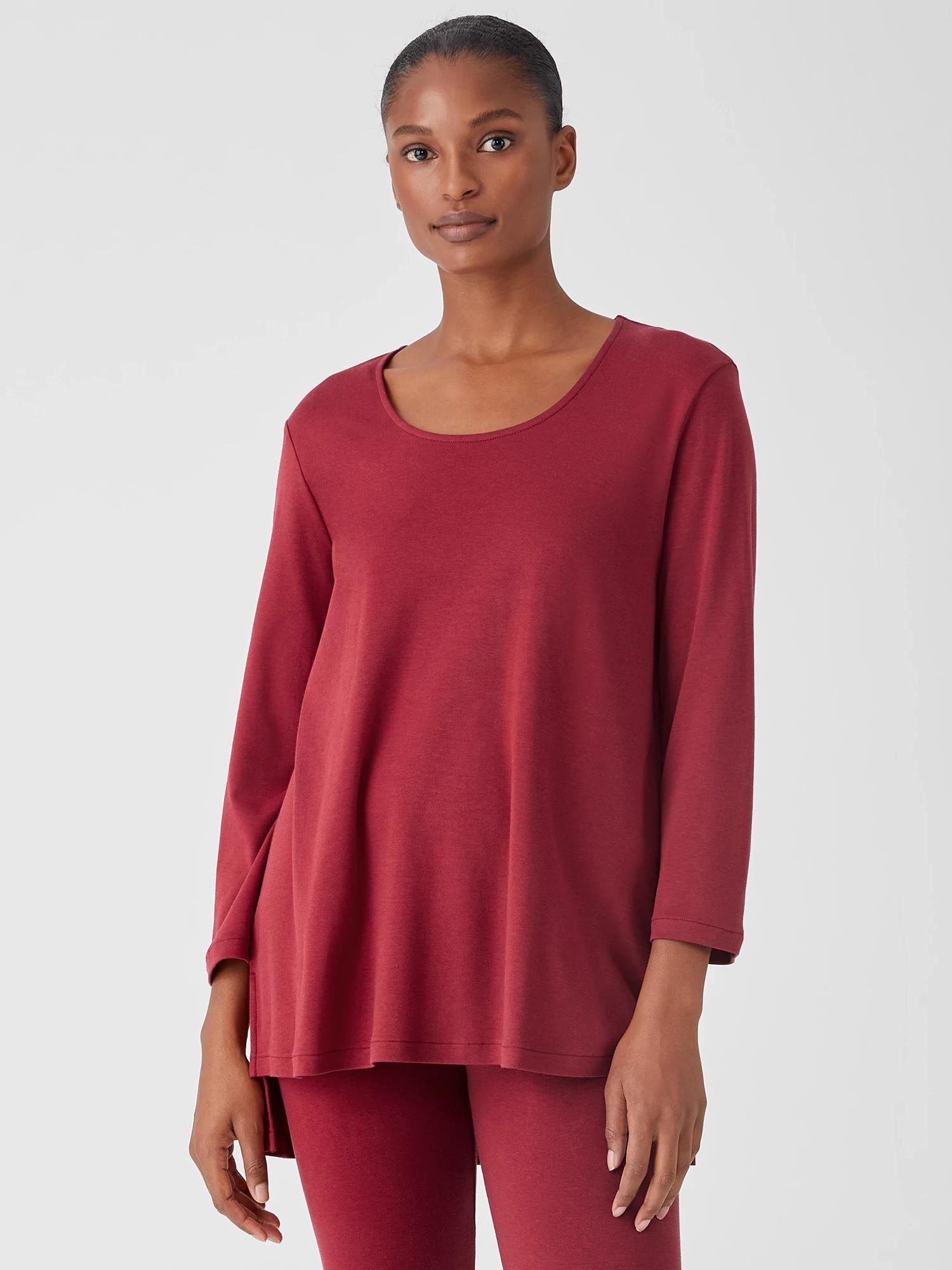 Cozy Organic Cotton Interlock U-Neck Top Product Image
