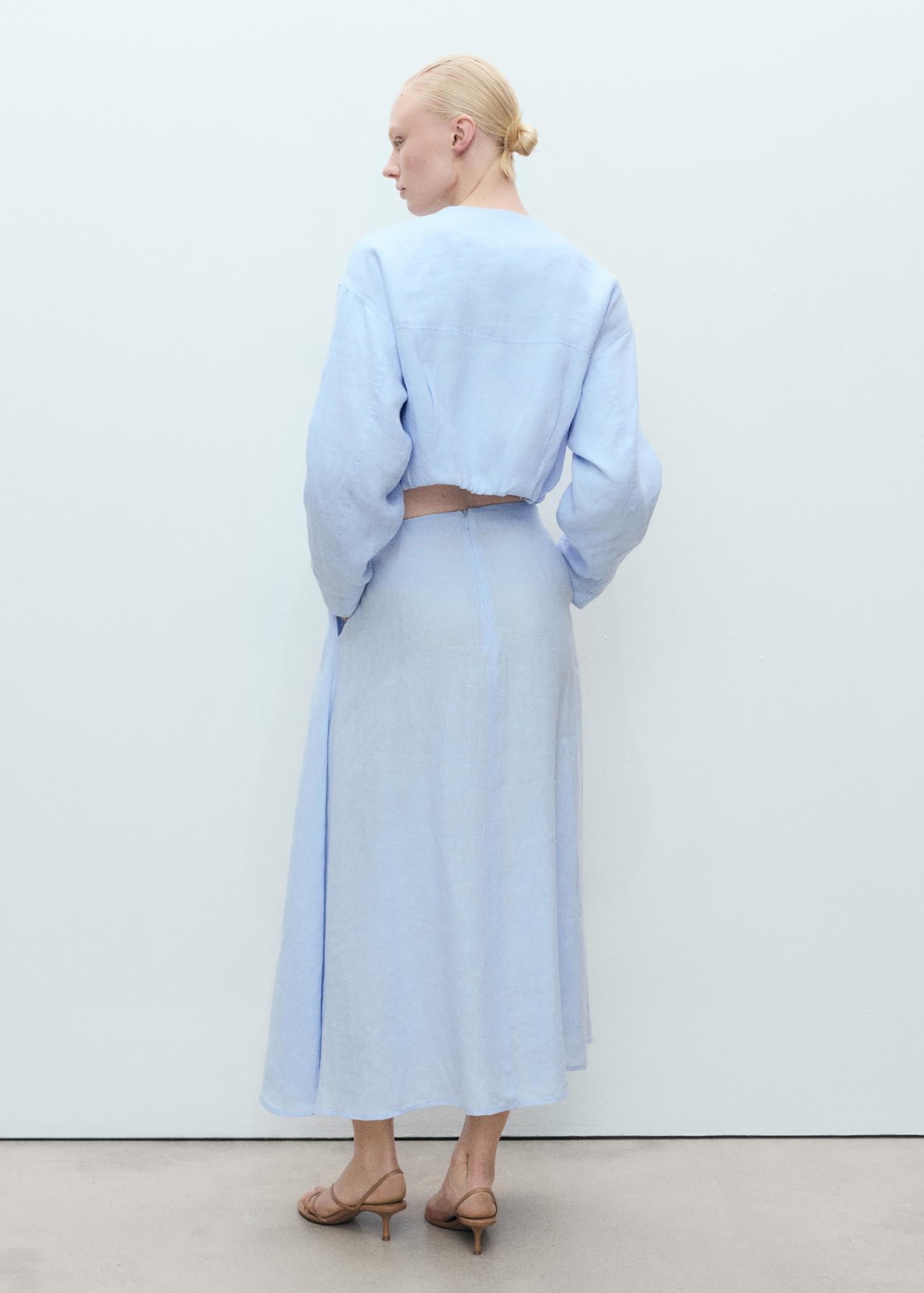 Linen skirt with pleat detail - Women | MANGO USA Product Image