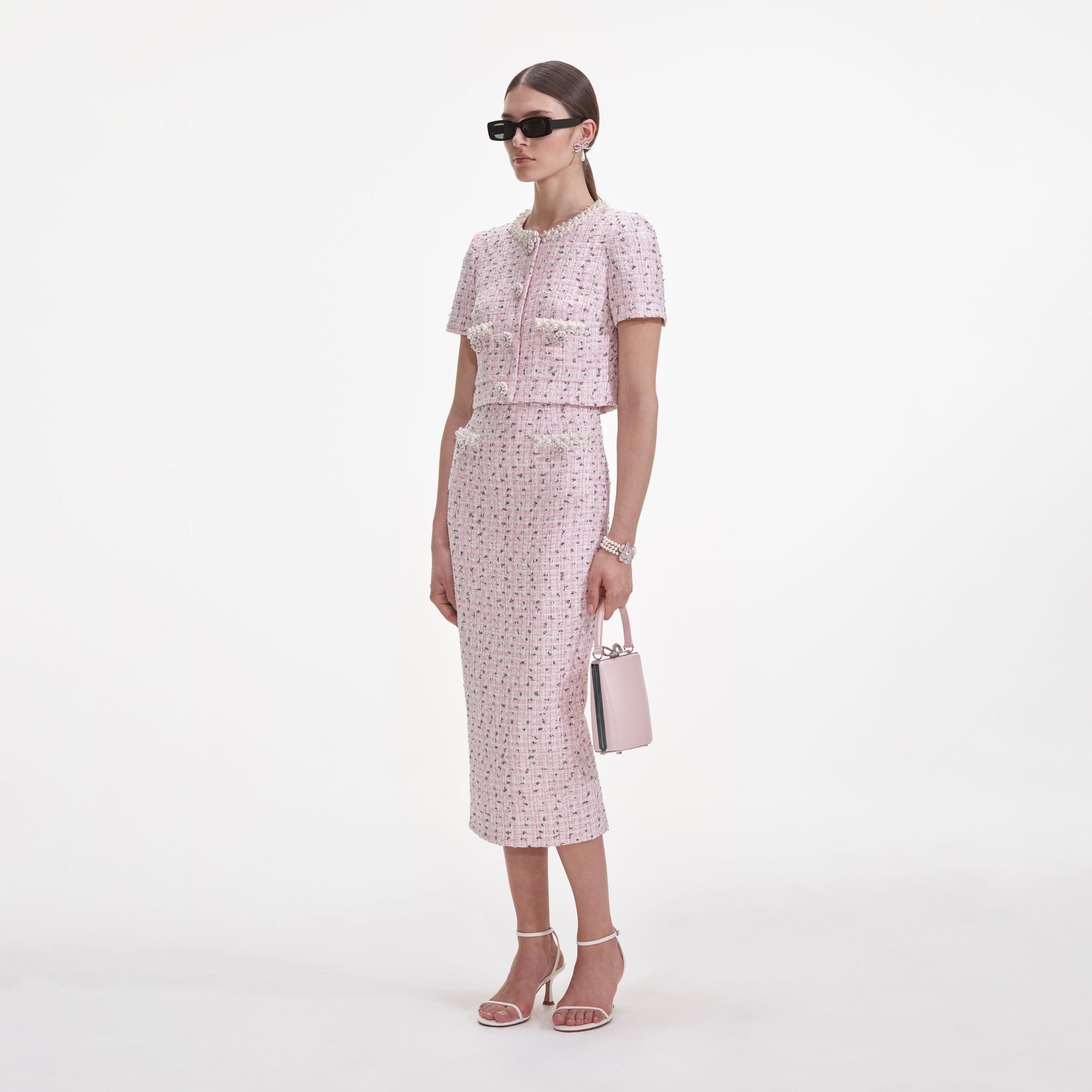 Pink Boucle Pearl Top Product Image