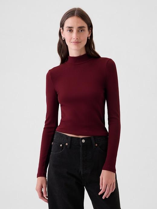 Modern Rib Cropped Mockneck Shirt Product Image