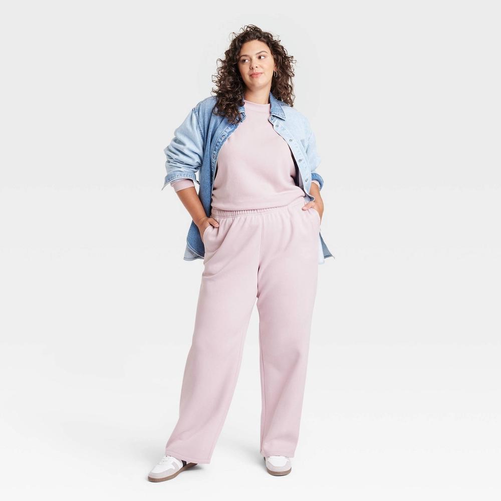 Womens Leisure Studio Mid-Rise Knit Straight Leg Sweatpants - Universal Thread Mauve 4X Product Image