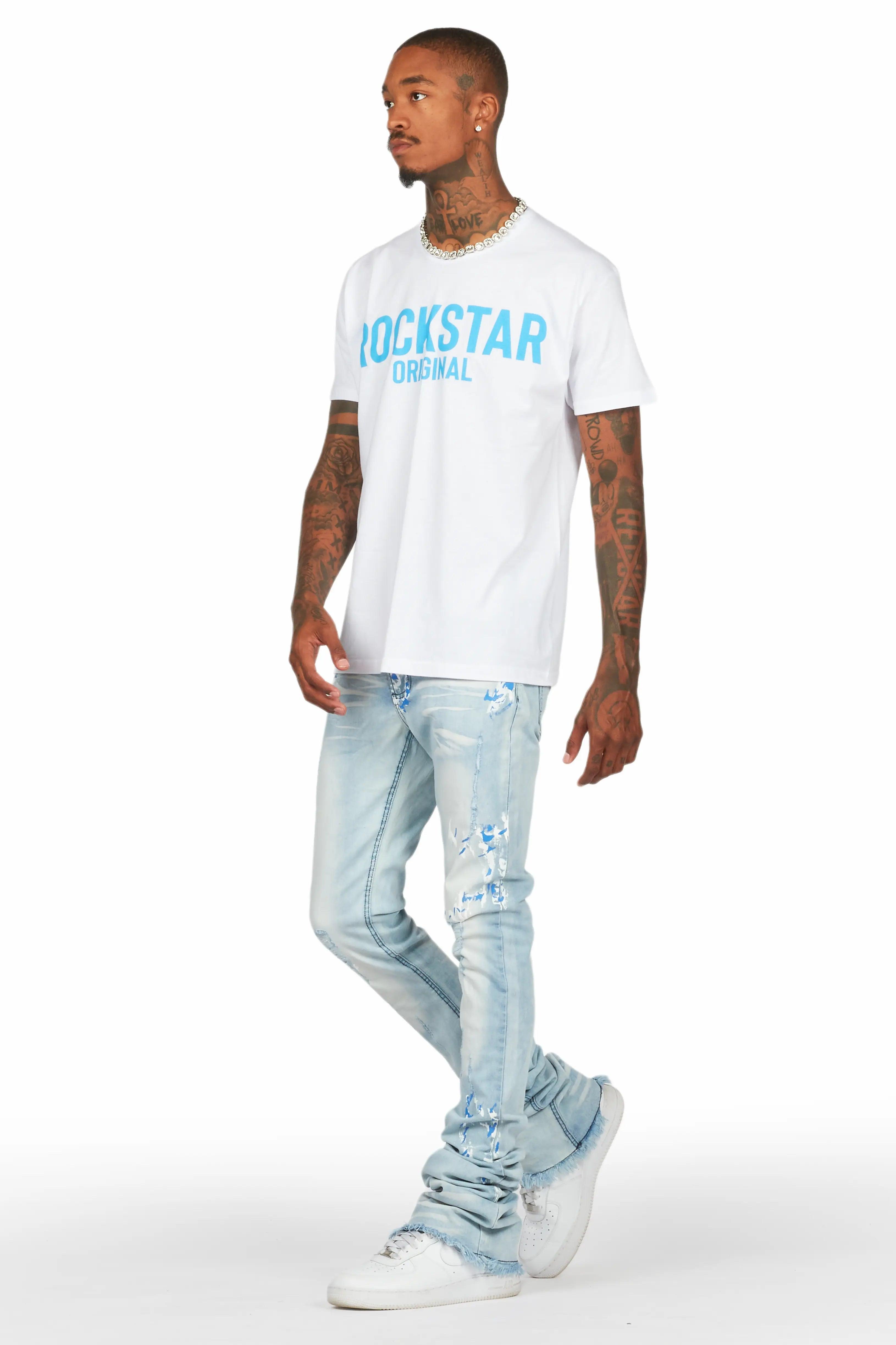 Baraz Blue Painter Super Stacked Flare Jean Male Product Image