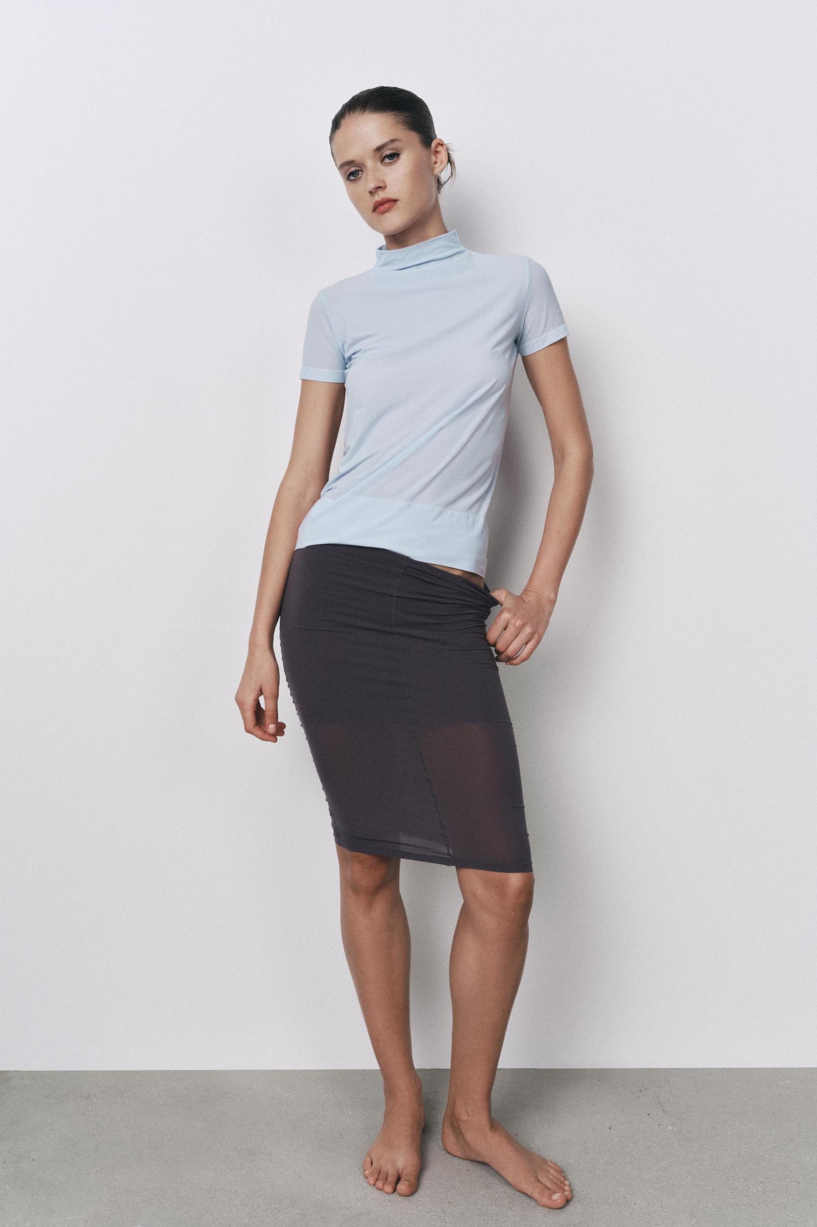 HIGH NECK TOP WITH POLYAMIDE Product Image