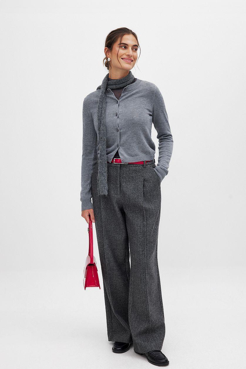Mid Waist Herringbone Trousers Product Image