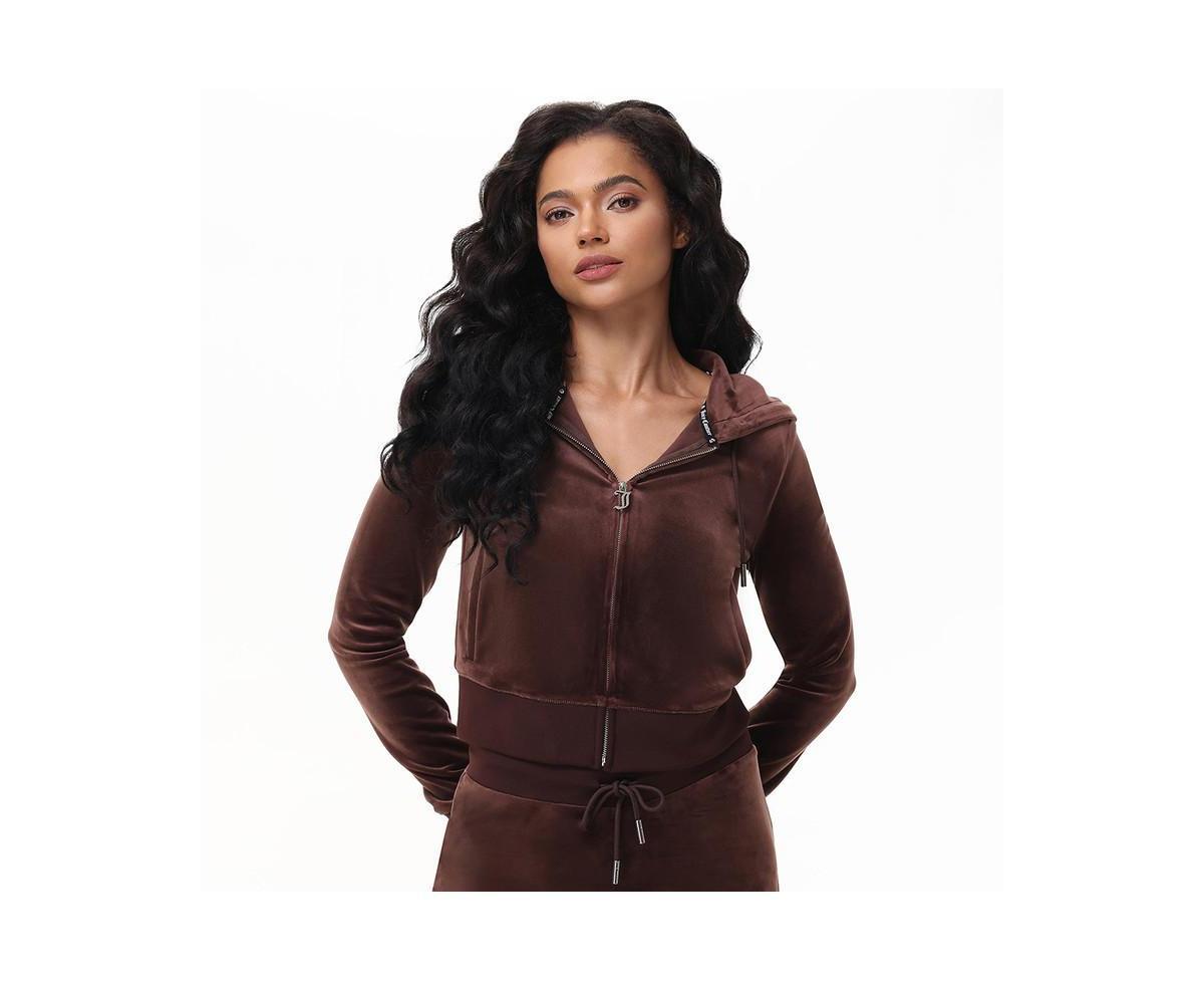 Juicy Couture Classic Juicy Hoodie With Back Bling (Dark Crimson) Women's Clothing Product Image