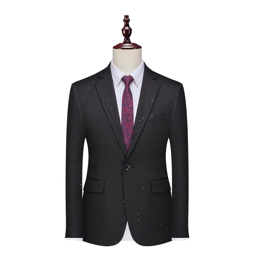 Set: One Buttoned Plain Blazer + Dress Pants Product Image