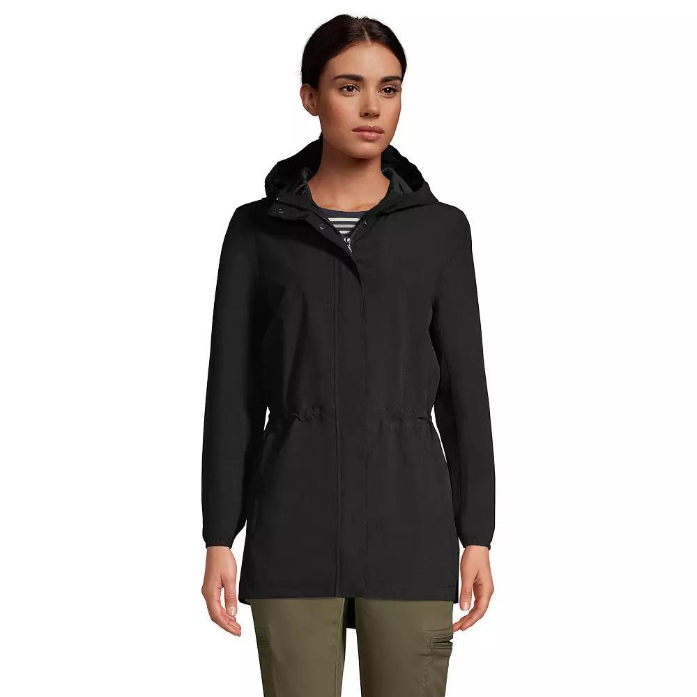 Petite Lands End Hooded Packable Raincoat, Womens Deep Blue Product Image