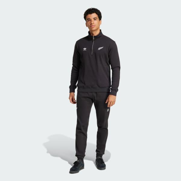adidas All Blacks Essentials Half-Zip Waffle Sweatshirt All Black M Mens Product Image