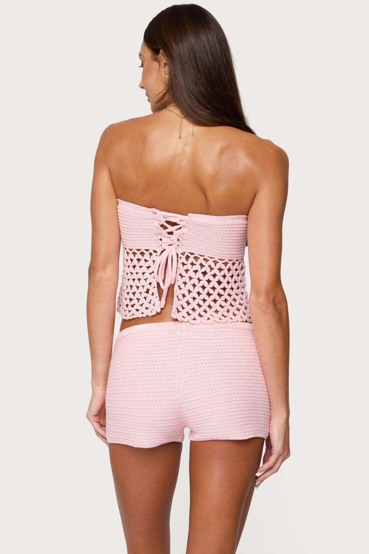 Tahna Flower Strapless Crochet Top Product Image