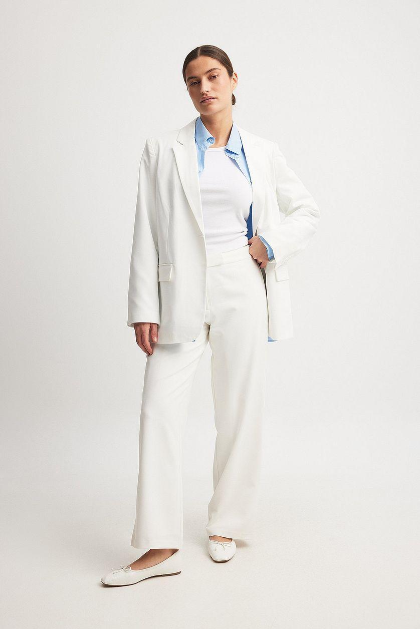 Straight Low Waist Suit Pants Product Image