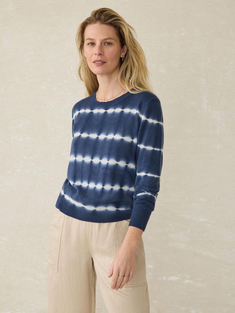 Tropical Cashmere Sweater - Indigo Tie Dye Product Image