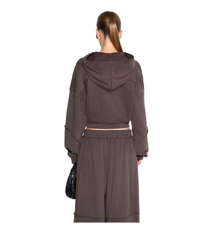 Set: Plain Zip-Up Hoodie + Wide Leg Sweatpants Product Image