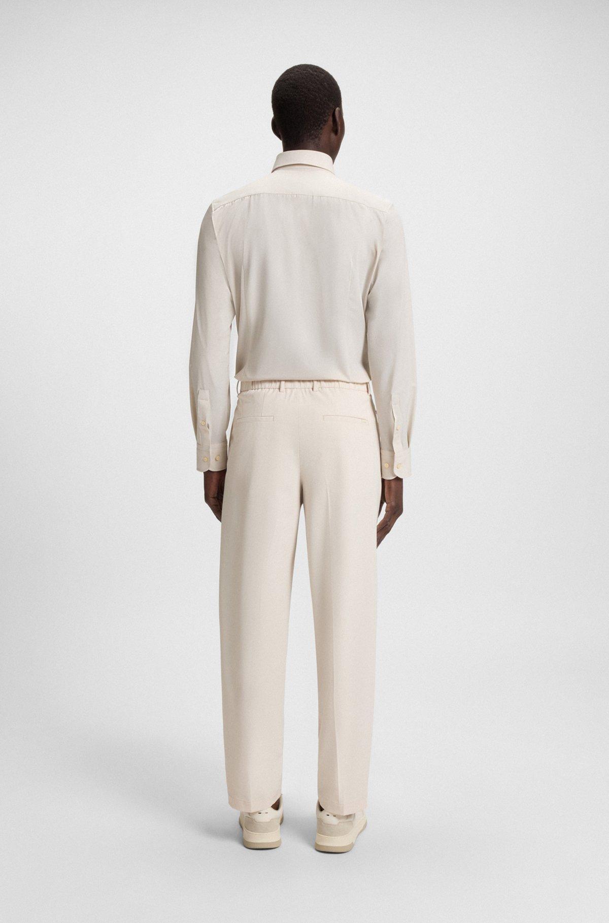 BOSS - Printed slim-fit shirt in performance-stretch fabric - White Product Image