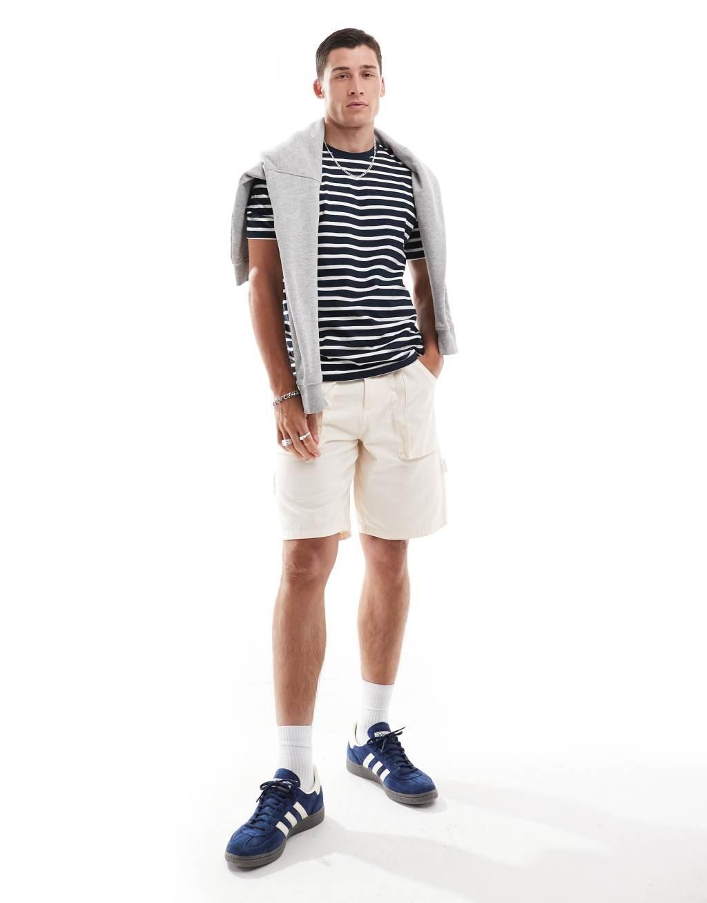 Jack & Jones striped t-shirt in white  Product Image