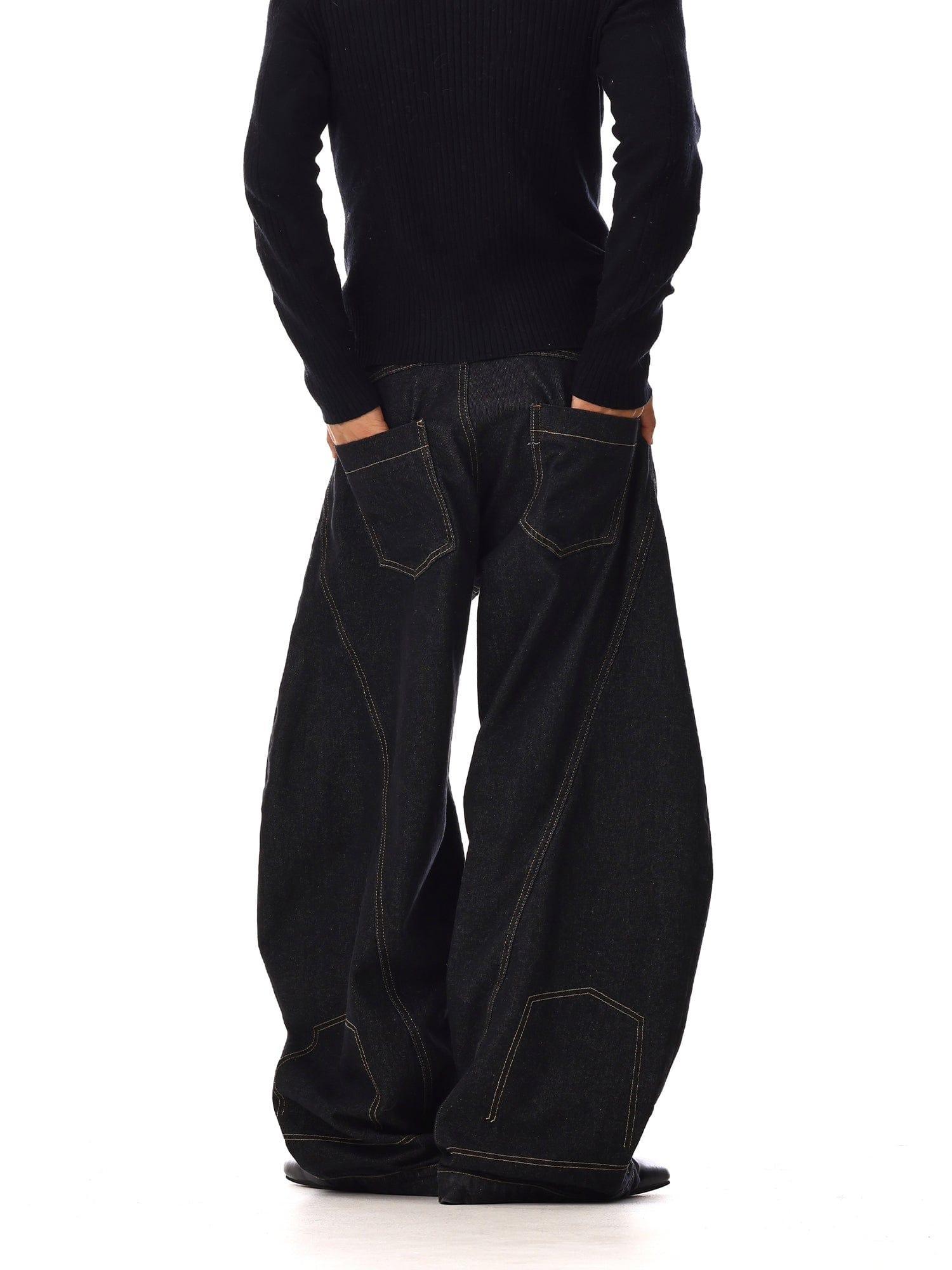 RT No. 12549 BLACK SCIMITAR BAGGY DENIM JEANS Product Image