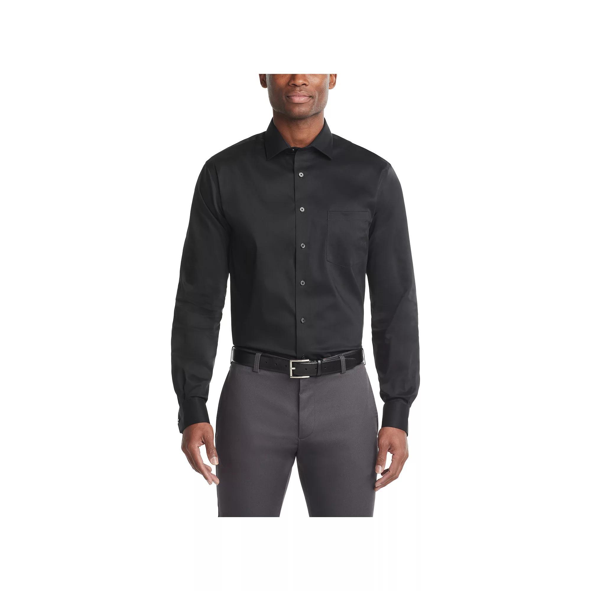 Men's Van Heusen Regular-Fit Ultra Wrinkle Free Dress Shirt, Size: Large-32/33, Black Product Image